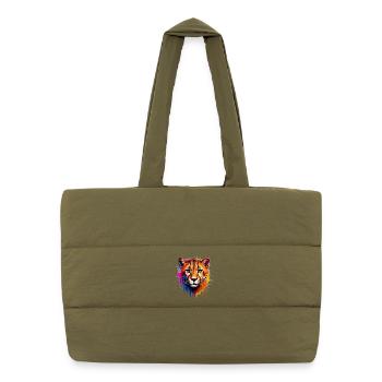 Vivid Cheetah Portrait Art Design - Sac shopping matelassé - safari green - Devant