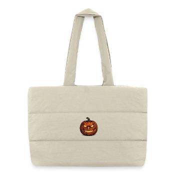 Spooky Pumpkin Halloween Motif Shirt - Puffer Shopping Bag - natural - Front