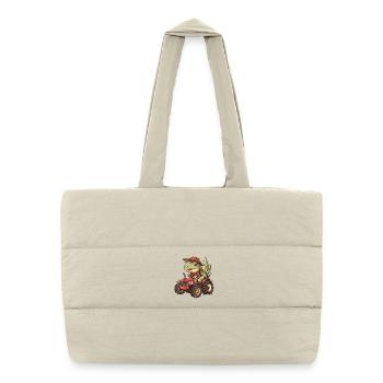 Dinosaure stégosaure tracteur fermier - Sac shopping matelassé - blanc naturel - Devant