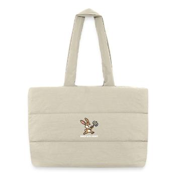 Lapin au marteau : Construire avec le cœur - Sac shopping matelassé - blanc naturel - Devant