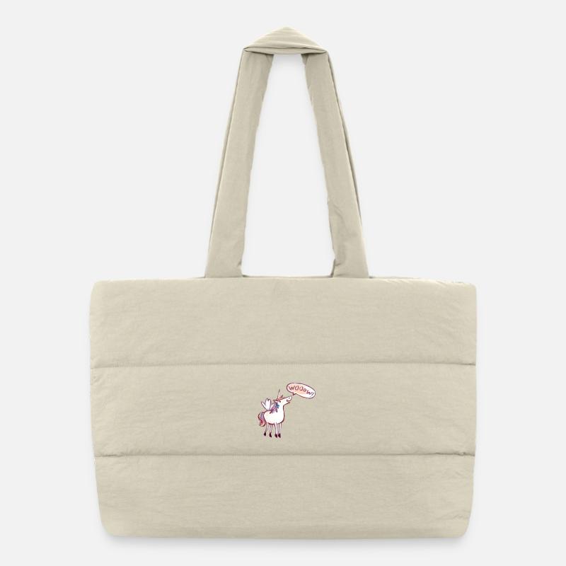 Einhorn Comic, wow, Staunt Puffer-Einkaufstasche