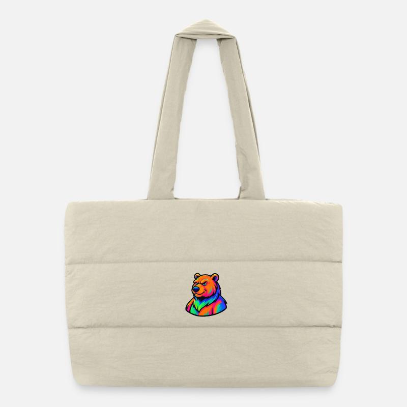 Dark Grizzly Bear Sac shopping matelassé