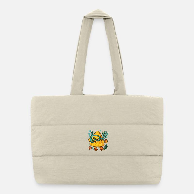 Cheese Underwater Adventure Puffer Shopping Bag