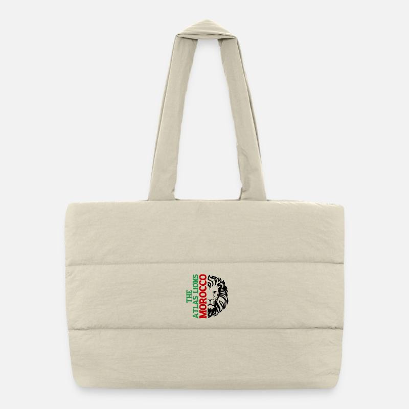 Vertical Morroco Typography with AtlasLion Puffer Shopping Bag