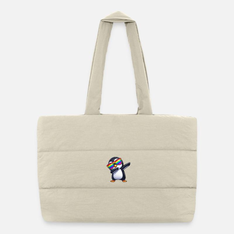 Cute Penguin Dab Rainbow Sunglasses Summer Puffer Shopping Bag