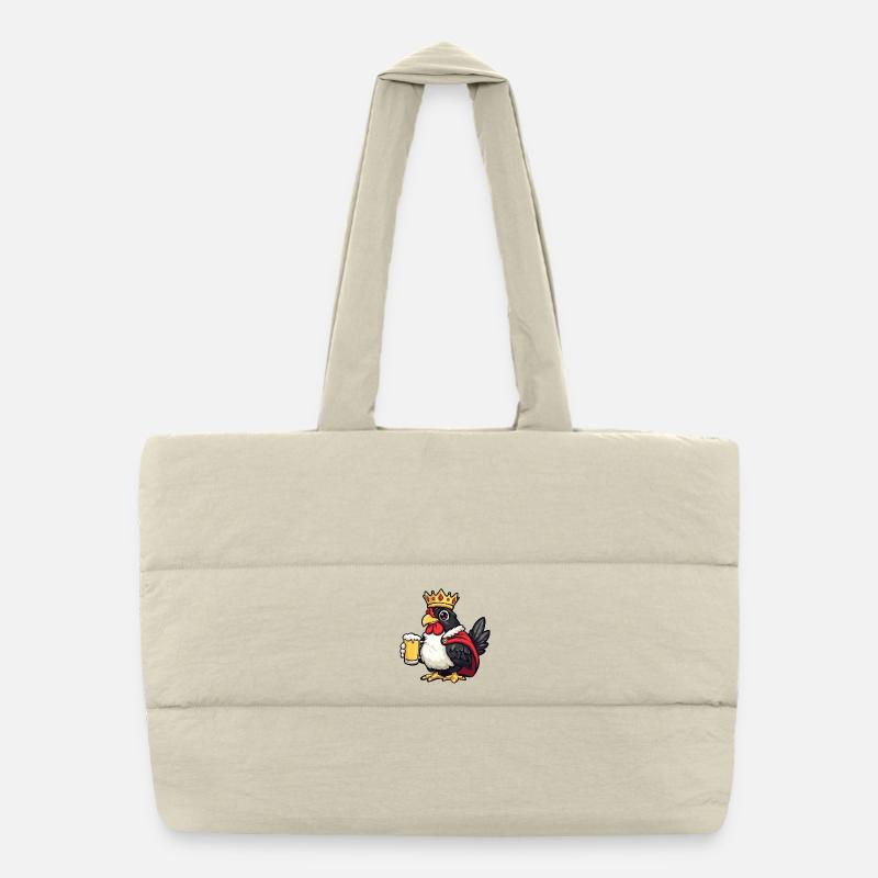 Chicken Beer King Puffer Shopping Bag