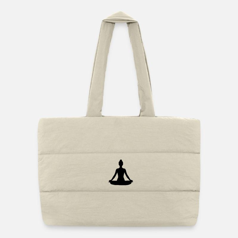 Yoga Forms Silhouettes Black Puffer Shopping Bag