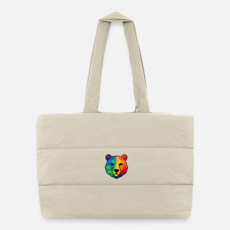 Colorful pop art low poly bear Puffer Shopping Bag