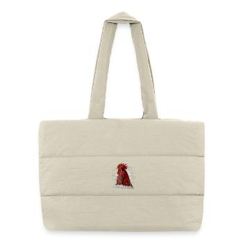 Fans de poulets - - Coq - PapaPoulet - Sac shopping matelassé - blanc naturel - Devant