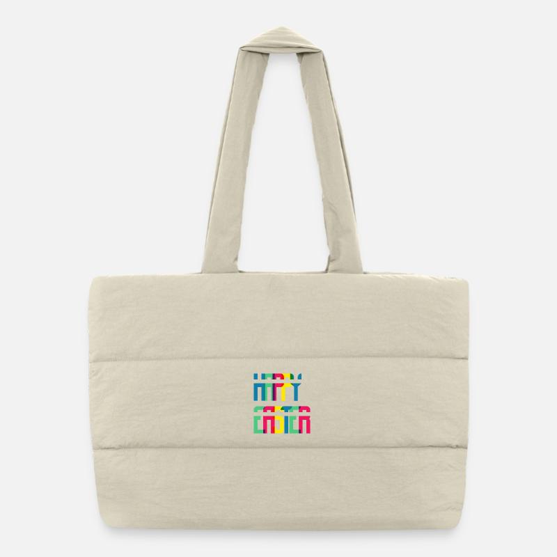 Bunte Retro-Typografie Blockfarben - Puffer-Einkaufstasche - Naturweiß