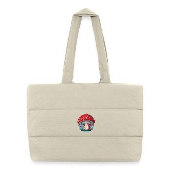 Champignon rouge - Champignon Porte-Sang - Champignon Porte-Chance - Sac shopping matelassé - blanc naturel - Devant