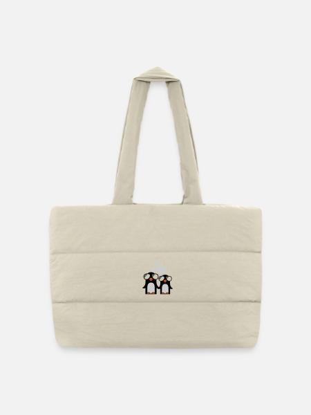 penguins fallen in love - pinguine - Gesteppte Shopping Bag - Naturweiß