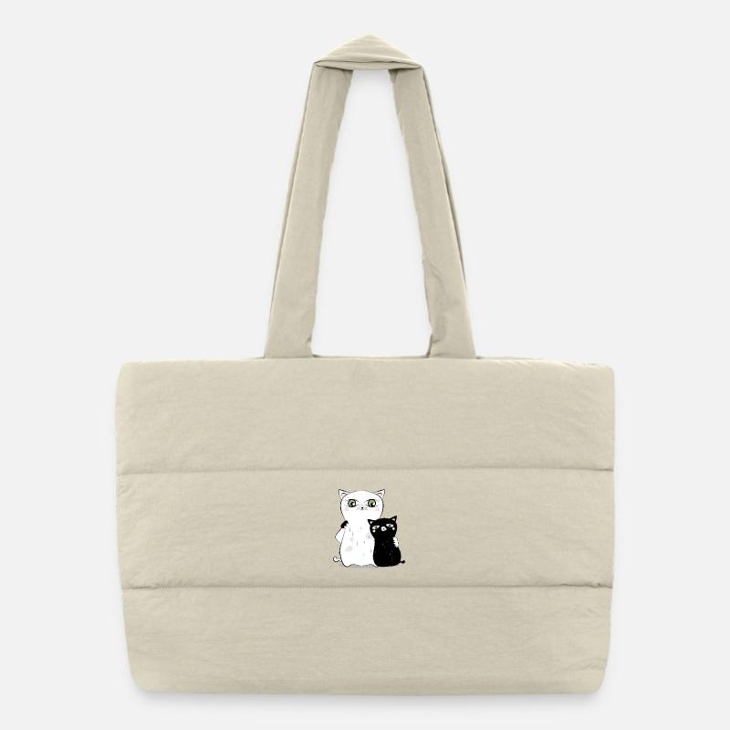 Chat Blanc & chat noir Sac shopping matelassé