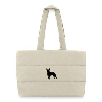 Boston Terrier - Sac shopping matelassé - blanc naturel - Devant