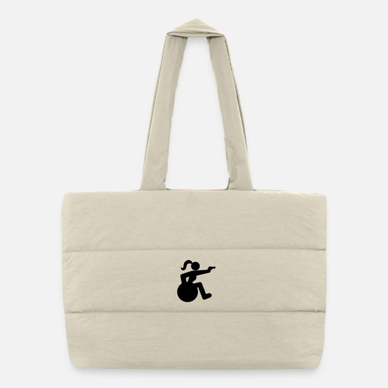 Shooting wheelchair user. # Puffer Shopping Bag