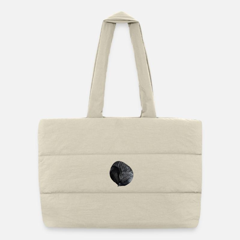 Spirale Ribée Noire et Blanche Sac shopping matelassé