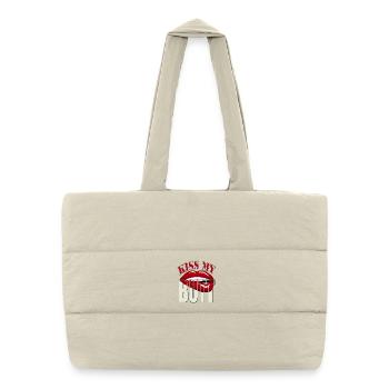 Embrasse mes fesses - avec les lèvres / bouche rouges - Sac shopping matelassé - blanc naturel - Devant