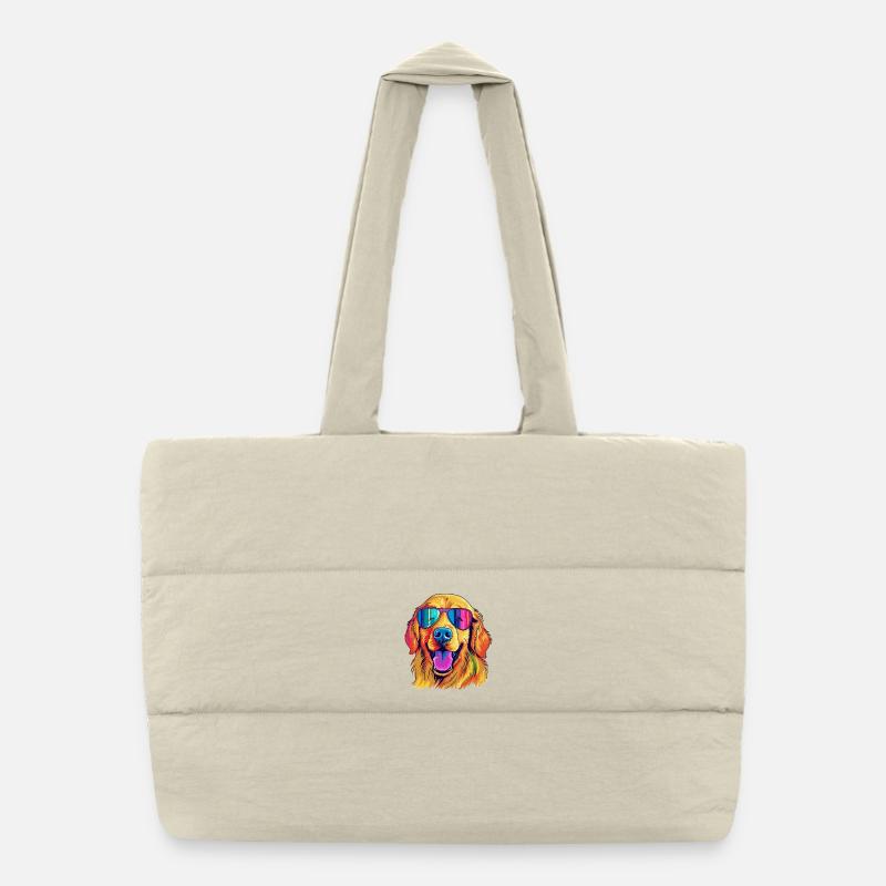 Vibrant Sunglass Pup Puffer Shopping Bag