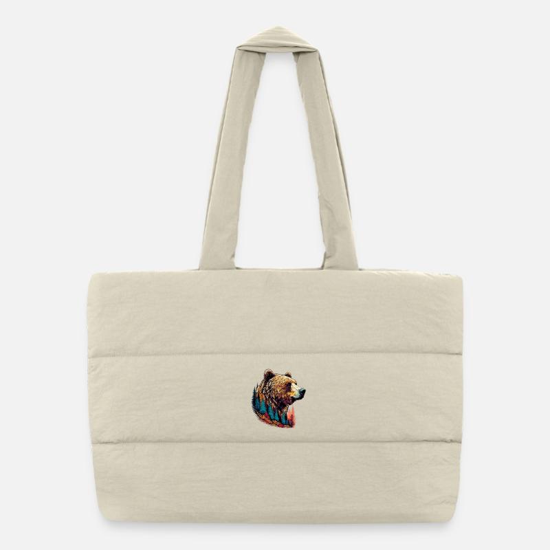 Bär mit Waldschmuck Puffer-Einkaufstasche