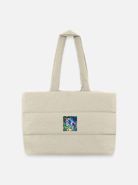 Fantaisie Licorne Chevaux Fans Licorne Amoureux - Sac shopping matelassé - blanc naturel