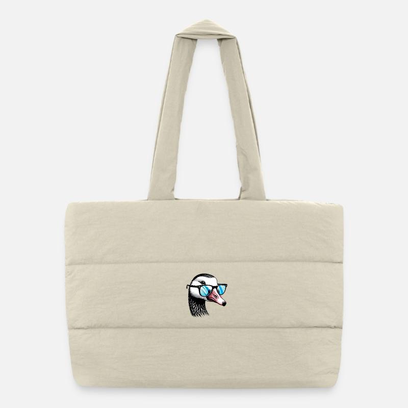Gans mit Brille Puffer-Einkaufstasche