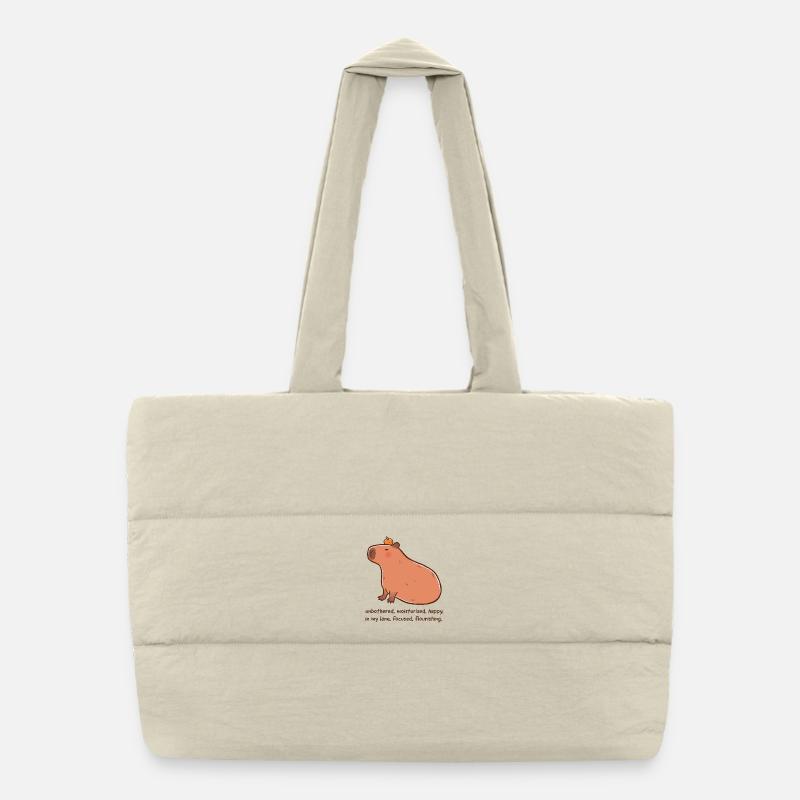 Relaxed Capybara – Flourishing Mood Puffer Shopping Bag
