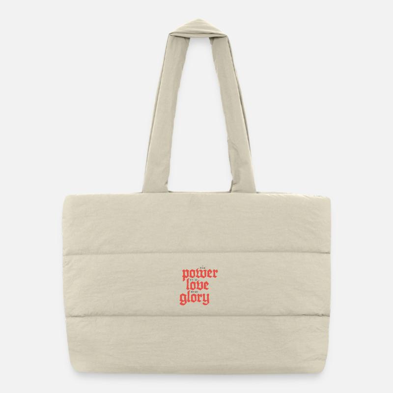Power, Love & Glory | White Puffer Shopping Bag