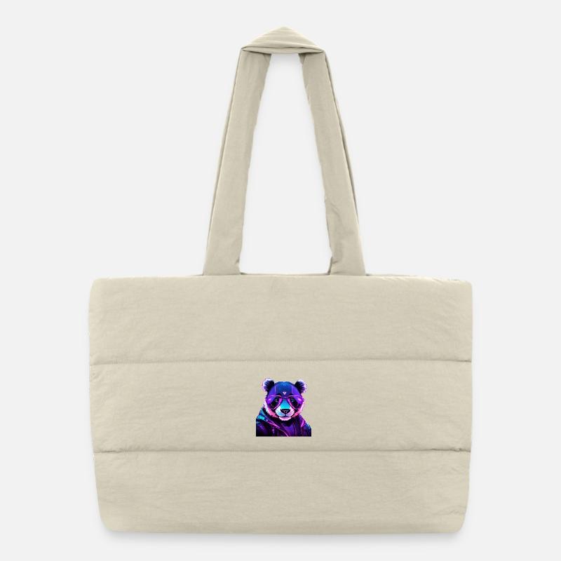 Cyberpunk Panda mit Neonbrille Puffer-Einkaufstasche