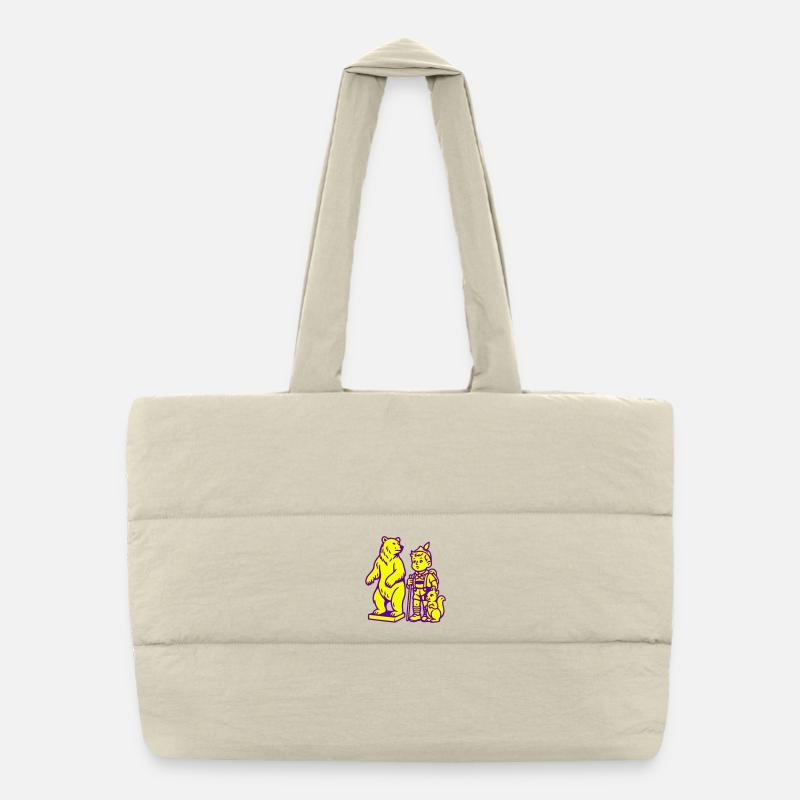 Pop Art Still Life with Bear, Boy and Squirrel Puffer Shopping Bag