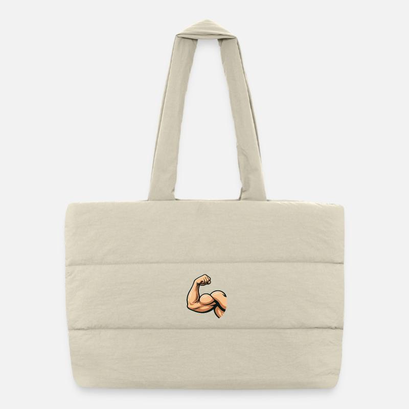 Strong biceps illustration Puffer Shopping Bag