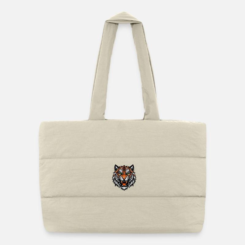 Roaring tiger's head Puffer Shopping Bag