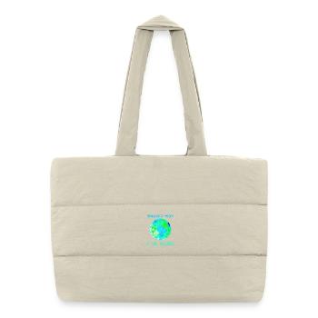 Globe Géométrique Bleu Vert Sauvez moi! - Sac shopping matelassé - blanc naturel - Devant