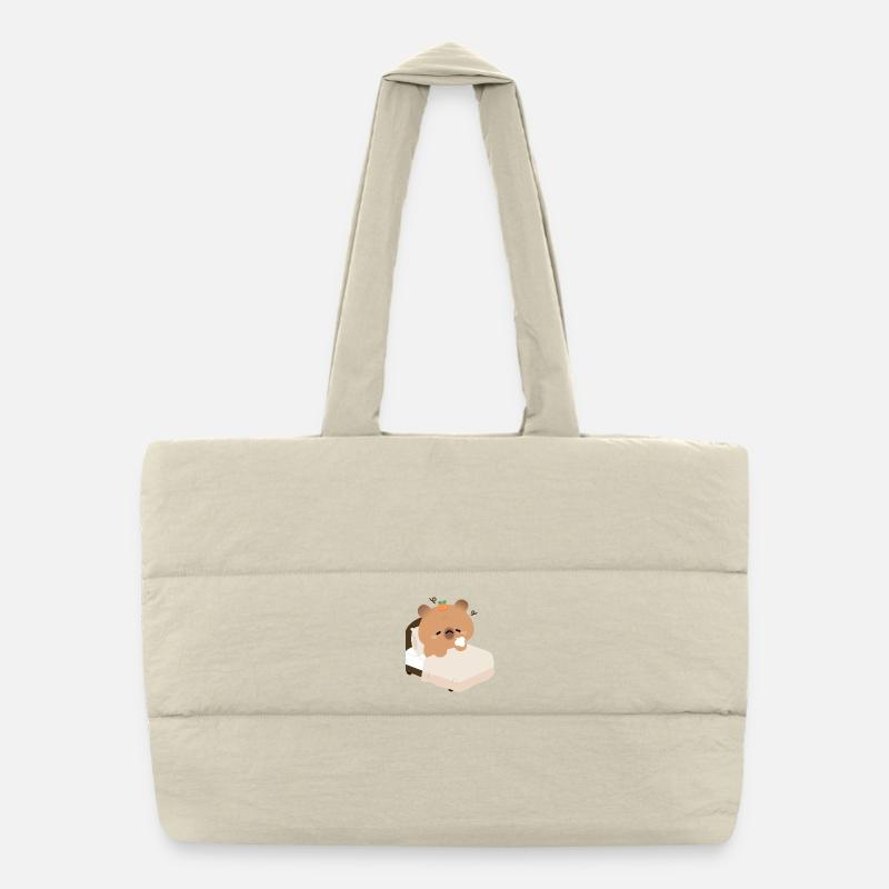 Sleepy Capybara in Cozy Bed - Puffer Shopping Bag - natural