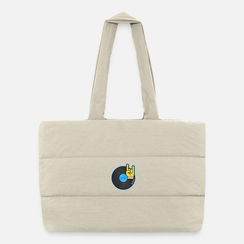 Rock On Vinyl Record Puffer-Einkaufstasche