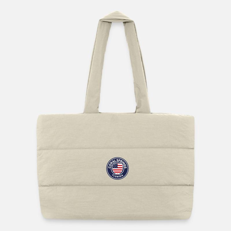 Coral Springs Florida Flag Shield Puffer Shopping Bag