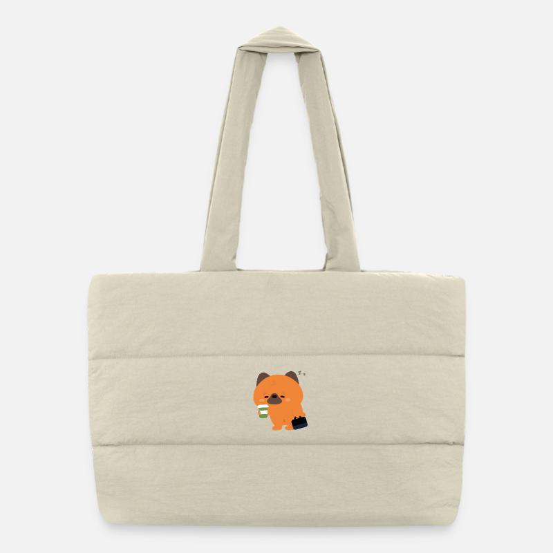 Schläfriger Deutscher Schäferhund-Kaffee - Puffer-Einkaufstasche - Naturweiß