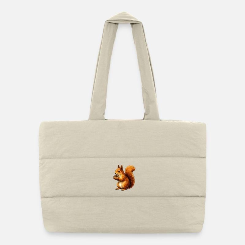 Écureuil mignon avec noix – illustration d’animaux Sac shopping matelassé