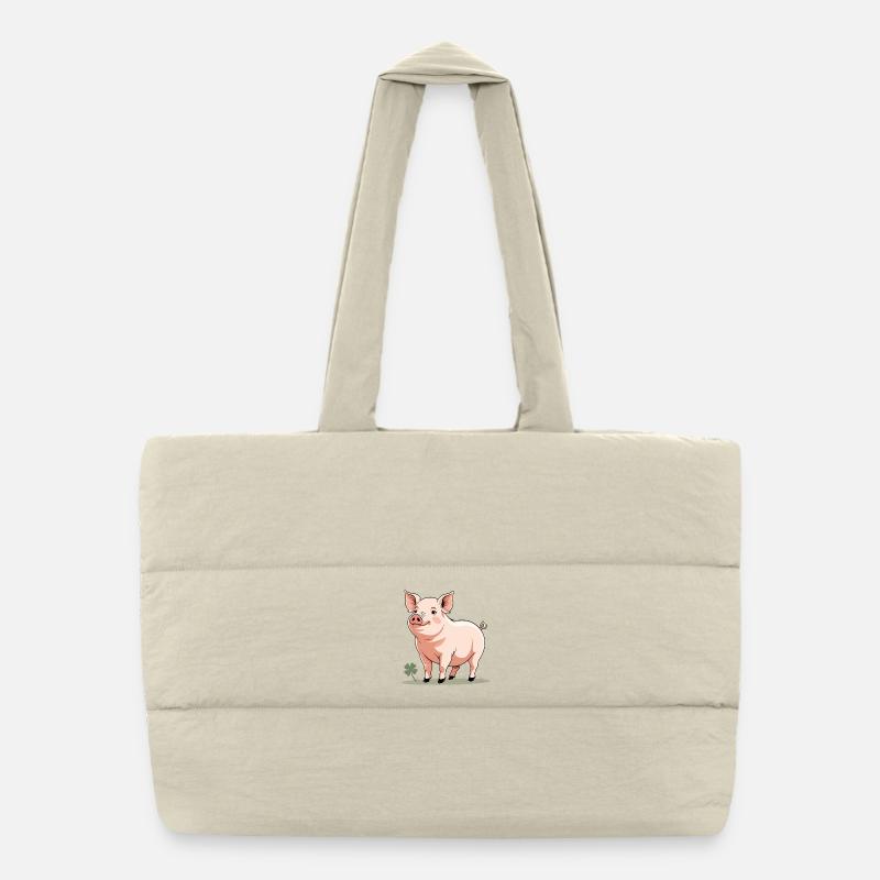 Dessin animé câlin du cochon de printemps Sac shopping matelassé