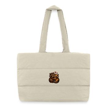 Robber’s Hearts : Duo de ratons laveurs en tenue - Sac shopping matelassé - blanc naturel - Devant