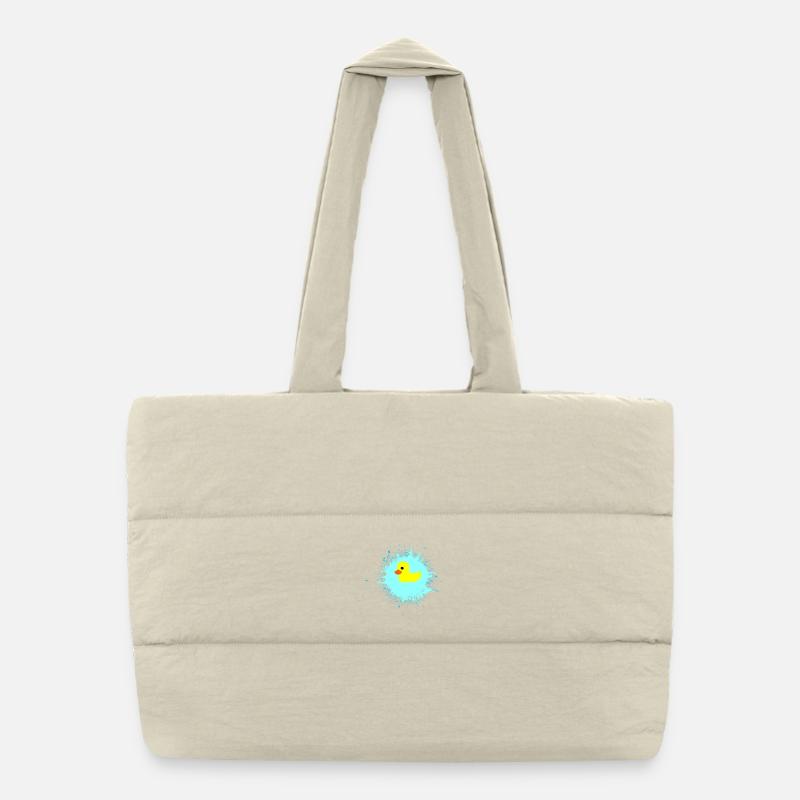 Yellow Duck on Blue Splash Puffer Shopping Bag