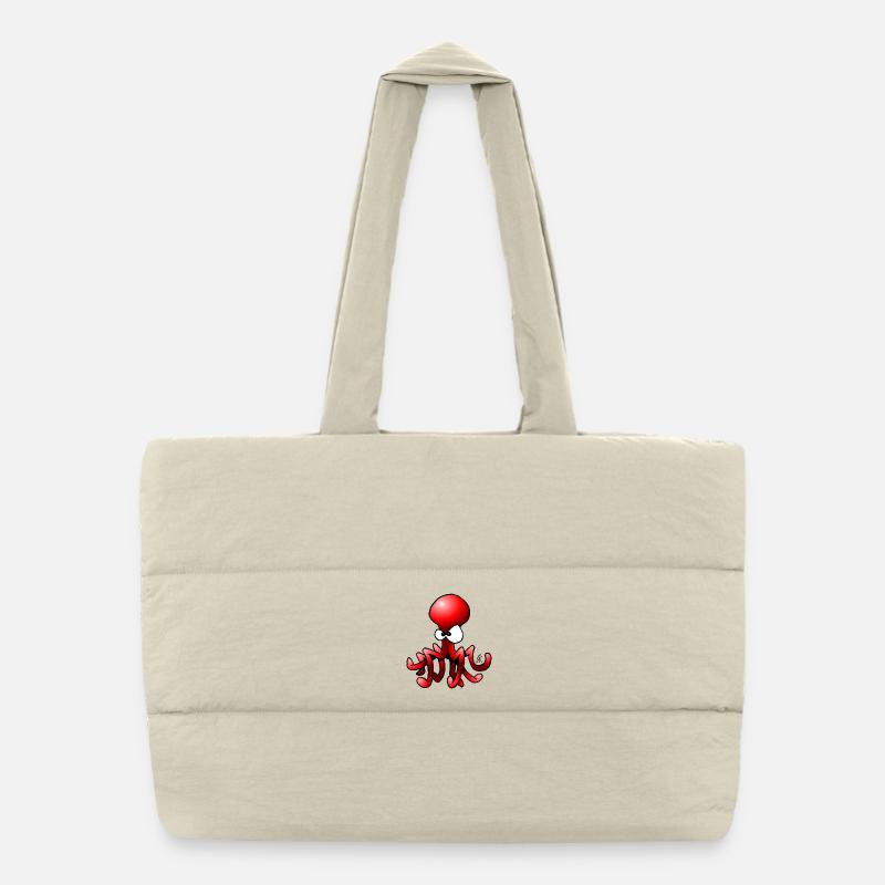 Cute Octopus Cartoon with Big Eyes Puffer Shopping Bag