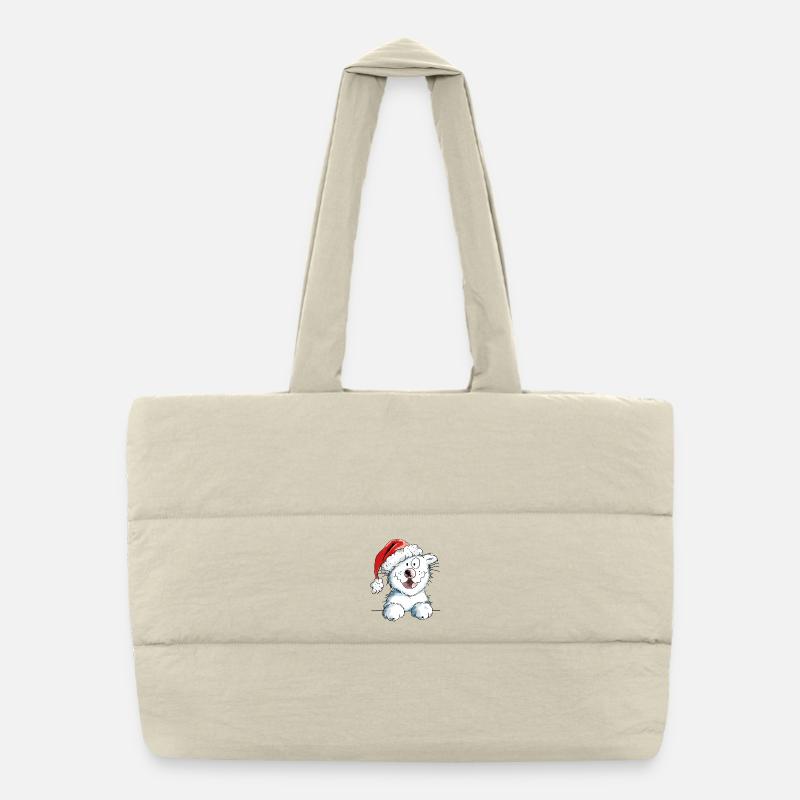 Neugierige Weihnachtskatze - Katze - Geschenk Puffer-Einkaufstasche