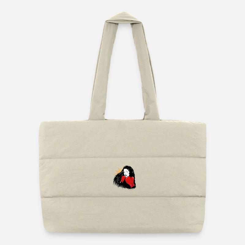A resolute boxer with long open hair Puffer Shopping Bag