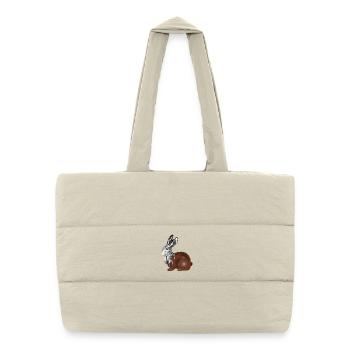 Lapin de Pâques en chocolat au look chromé brillant - Sac shopping matelassé - blanc naturel - Devant