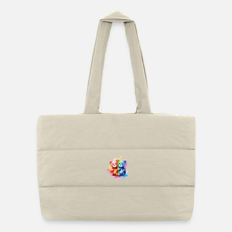 L’amour est une nécessité pour l’ours Sac shopping matelassé