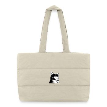 Chat avec des lunettes de soleil dans un style art de rue - Sac shopping matelassé - blanc naturel - Devant