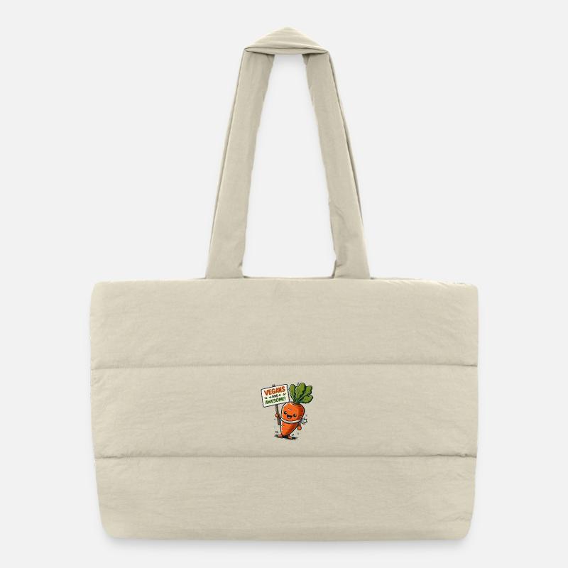 Cheerful Vegan Carrot Puffer Shopping Bag