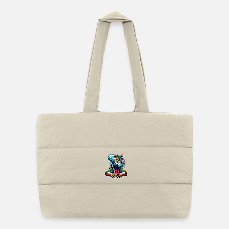 Iguana Puffer Shopping Bag