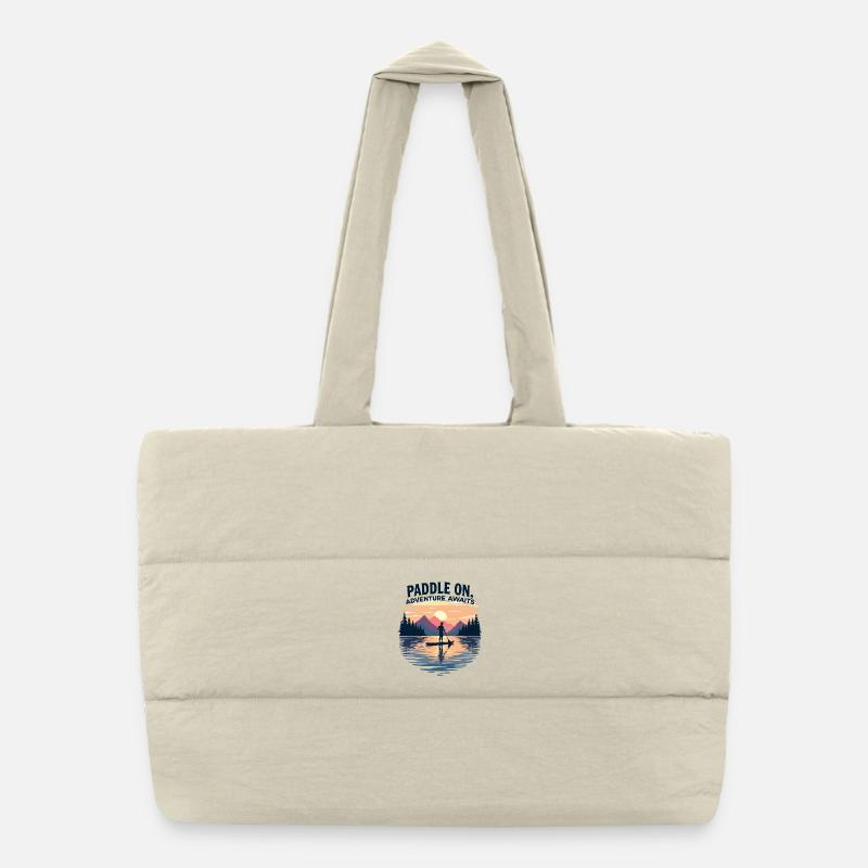 Paddle On Adventure Sunset Scene Puffer Shopping Bag