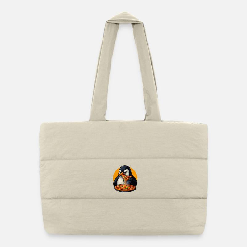 Mignon pingouin pizza dessin animé de la cuisine italienne Sac shopping matelassé